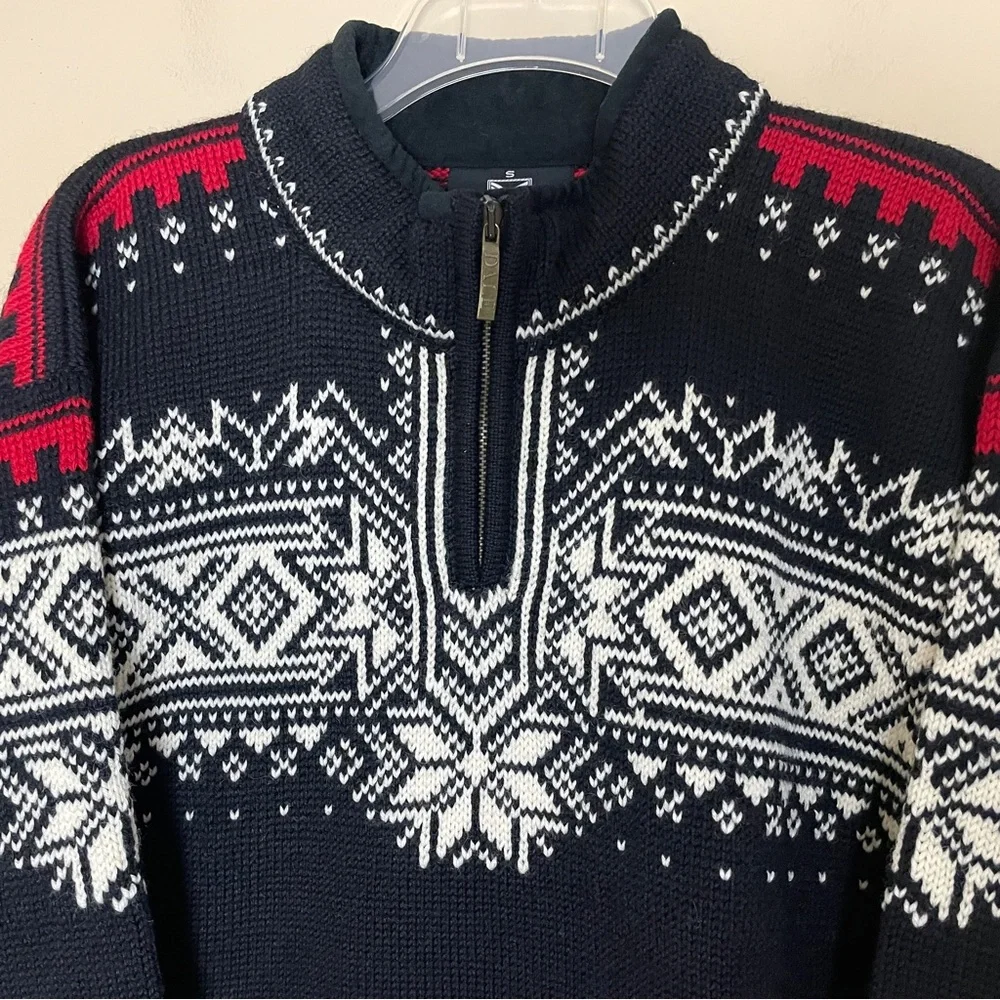 Dale of Norway Anniversary 1/4 Zip Sweater Men's Small Wool Nordic Fair Isle